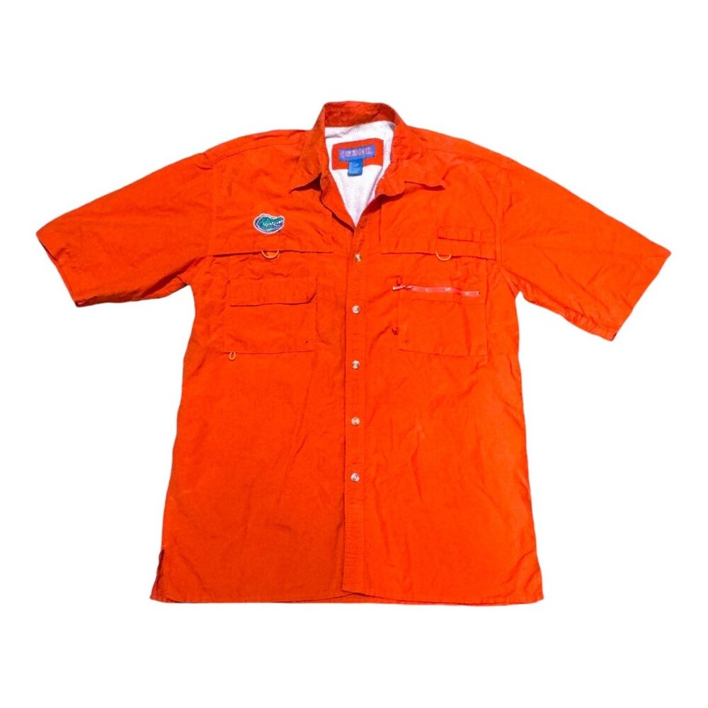 Outdoor Sportsman UF Florida Gators Short Sleeve Vented  Fishing Shirt L Orange